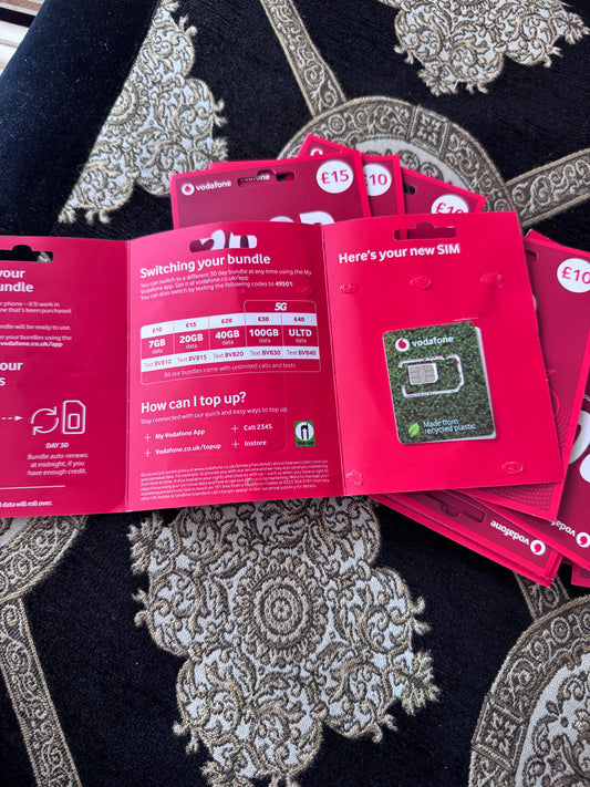 Vodafone Uk Sim for tiktok live, Whatsapp otp etc,